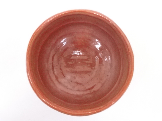 宗sou 木津喜楽造 赤楽茶碗（銘：蓬莱）（前大徳寺小林太玄書付）【道】